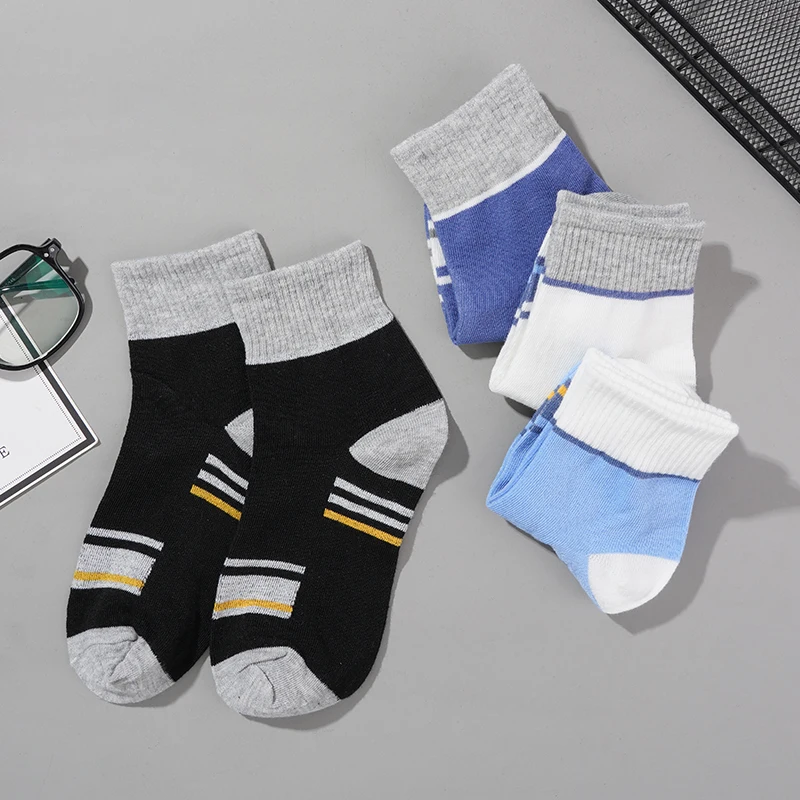 

Мужские хлопковые шорты в полоску, Повседневные Удобные дышащие забавные цветные модные носки средней длины