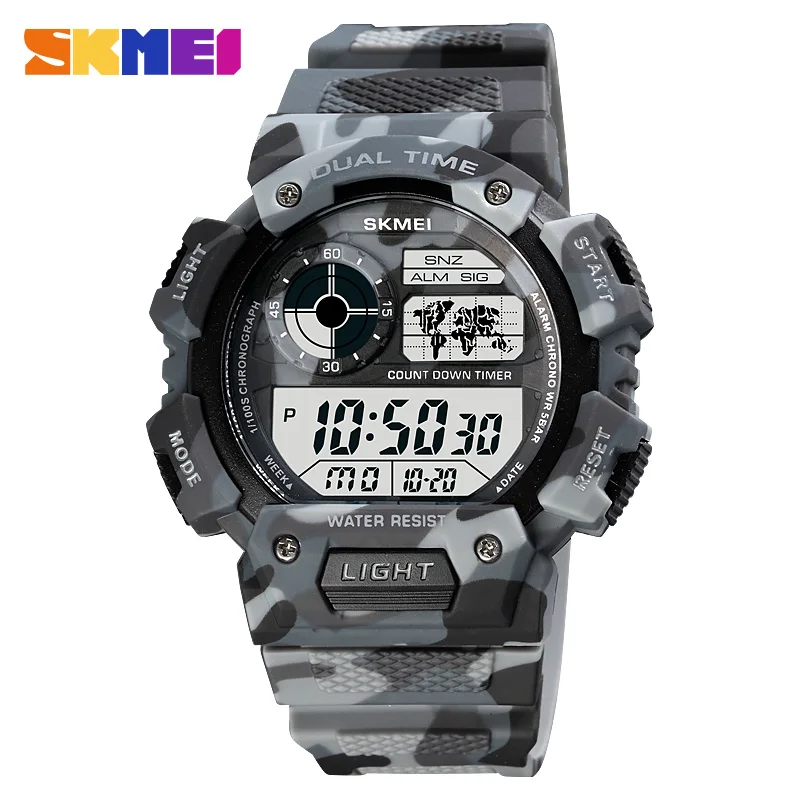 SKMEI Military Sports Waterproof Watch For Men LED Digital Camouglage Wristwatch Countdown Alarm Fashion Male Clock Reloj Hombre