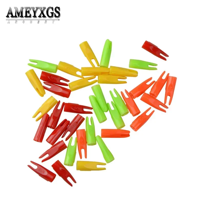 50Pcs Archery Arrow Nock for OD 7mm Arrow Shaft Bamboo Wood Arrow Tail High-pressure Plastic Hunting Shooting Accessories