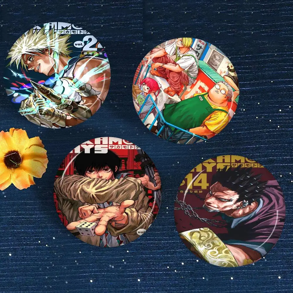 

Popular Japanese Anime SAKAMOTO DAYS 58mm Cute Anime Figure Icon Badge Handmade Tinplate Brooch for Backpack Chest Ornament