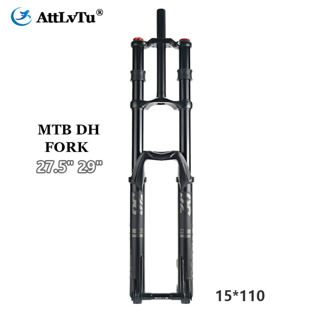 

AttLvTu Double Shoulder Fork for MTB DH Downhill, Bike Suspension Fork, Thru-axle, 15x110mm, Damping Adjustment, 27.5, 29"