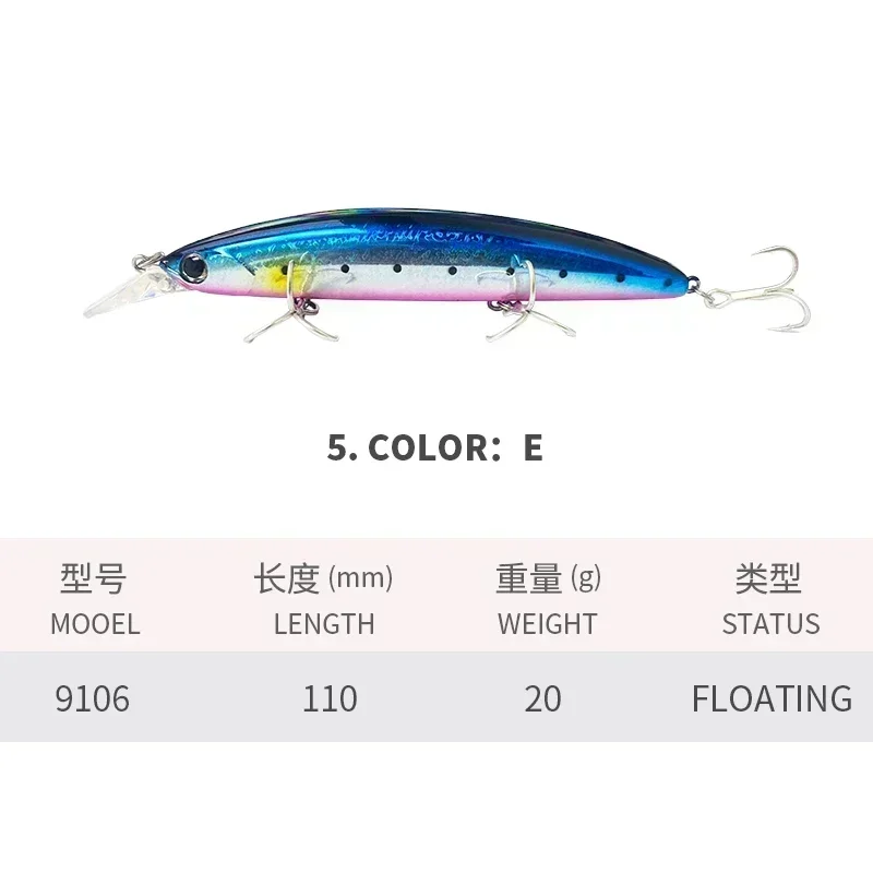 

110mm 20g Floating Minnow Lures Long Casting Artificial Hard Baits Pesca Wobblers for Freshwater Bass Swimbait Fishing Equipment