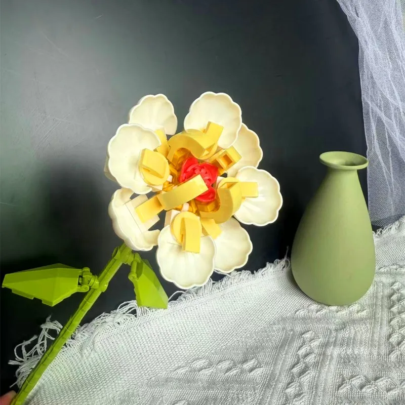 Przezroczyste Klocki Konstrukcyjne Lotos Górski Bukiet do Składania Walentynki Róża DIY Prezenty Festiwalowe Jaśmin Gwieździste Niebo Kwiat