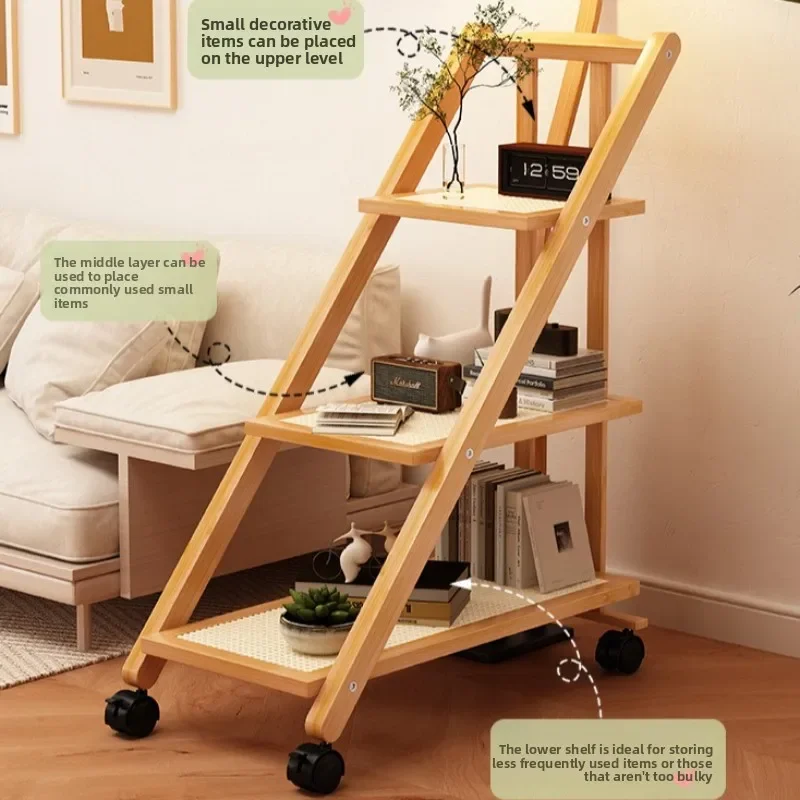 

Household Goods Shelf Floor-to-ceiling Mobile Trolley Multi-layer Storage Frame Household Bedroom Bedside Frame Sofa Side Few
