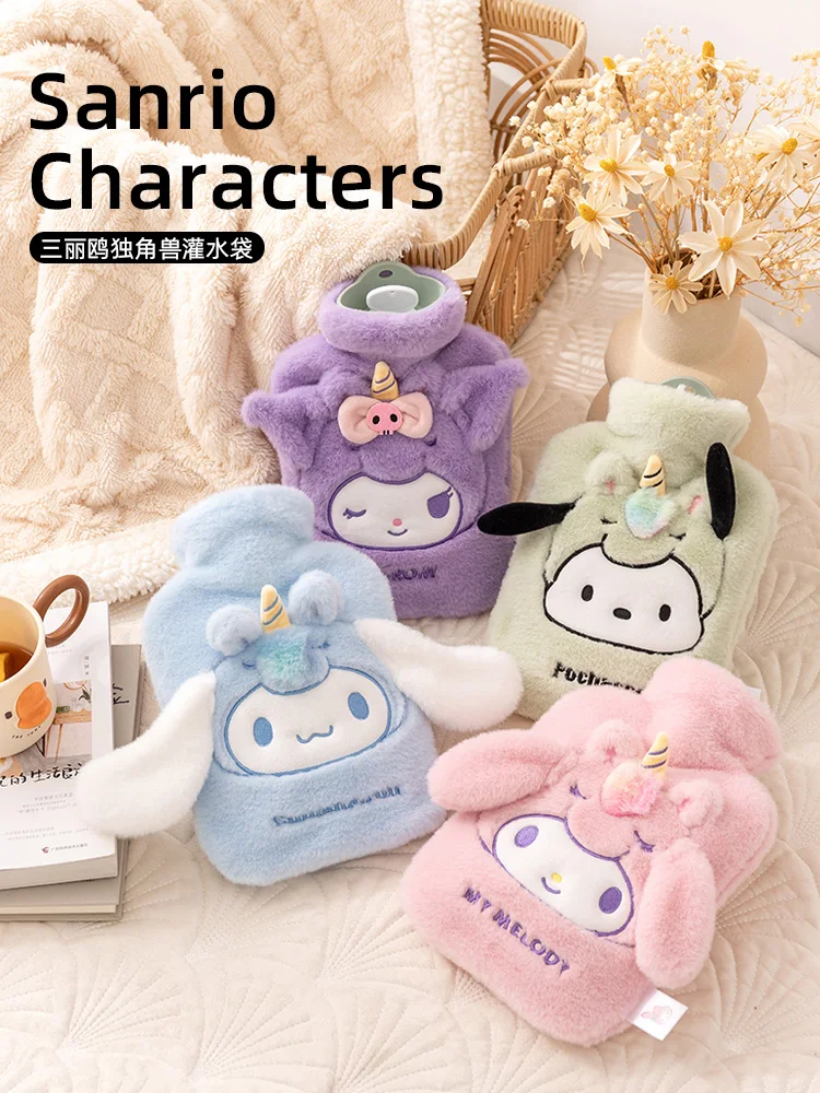 

Sanrio Hot Water Bag Unicorn Cinnamoroll Kuromi Melody Pachacco Hand Warmer Heat Pack Warm Belly Pack Winter Water Heating Pad