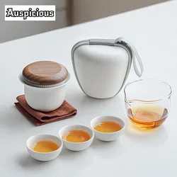 Quick Cup Kit Retro Set of Cups Tea Tools Set 1 Pot 3 Cups Tea Making Camping Tote Bag Kung Fu Portable Tea Set Equipment Craft