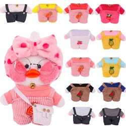 Clothes For Lalafanfan Yellow Duck 30Cm Plush Toy Set Short Sleeves&Overalls Doll Accessories Children's Toy Birthday Gifts