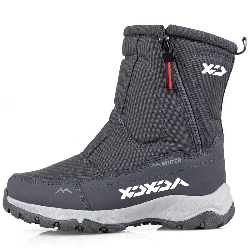 Botas de neve de algodão grosso masculinas, antiderrapante, impermeável, tubo curto, casal, pesca, ao ar livre, caminhada, quente, mais veludo, inverno, novo