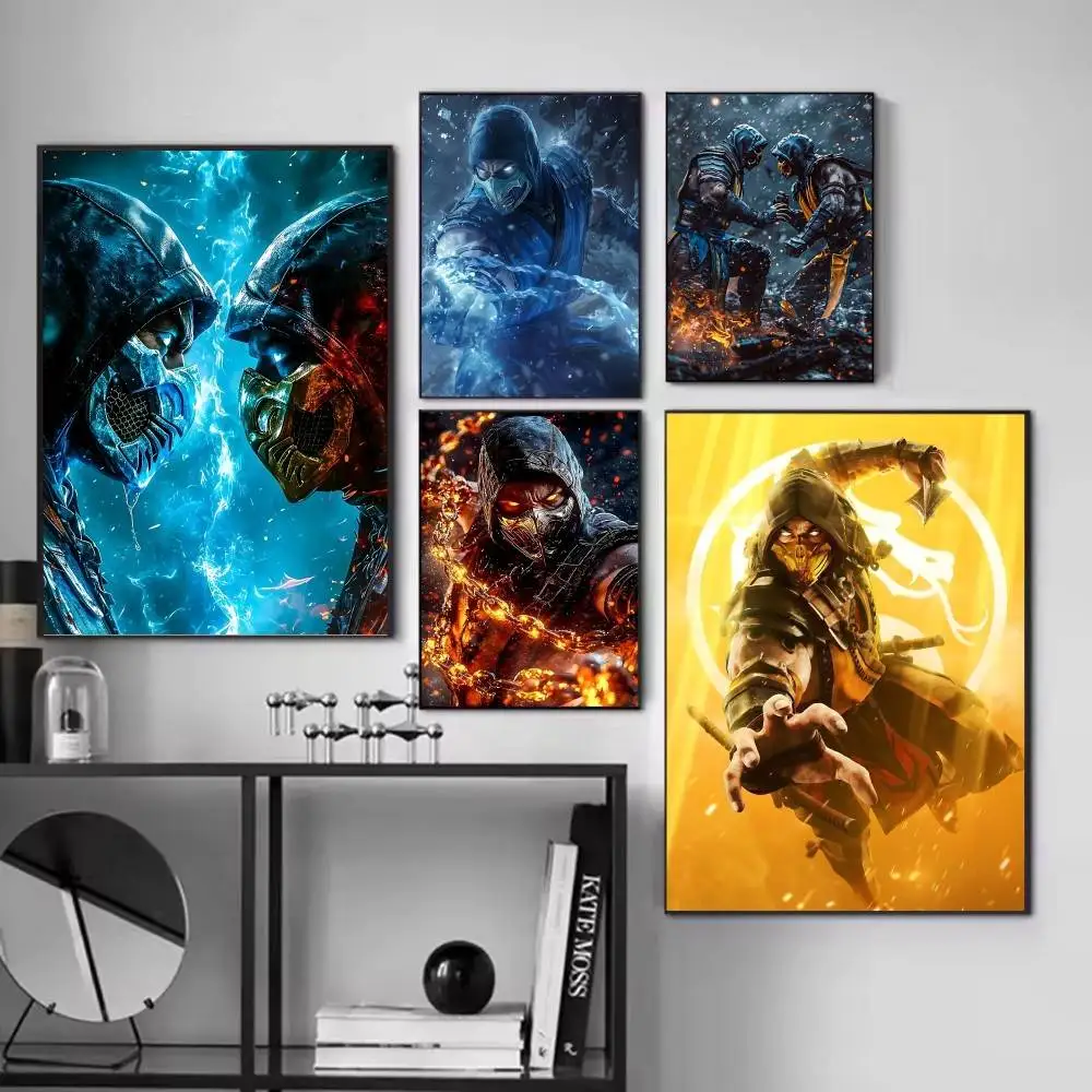 Anime M-Mortal K-Kombat Video Game posters Self-adhesive Paper Print Home Living Room Bedroom Entrance Bar Cafe Art