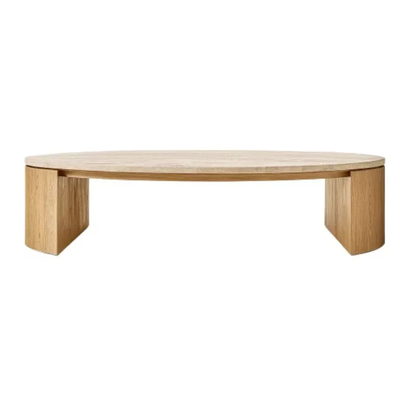 

American solid wood high-end luxury living room coffee table living room display desktop marble
