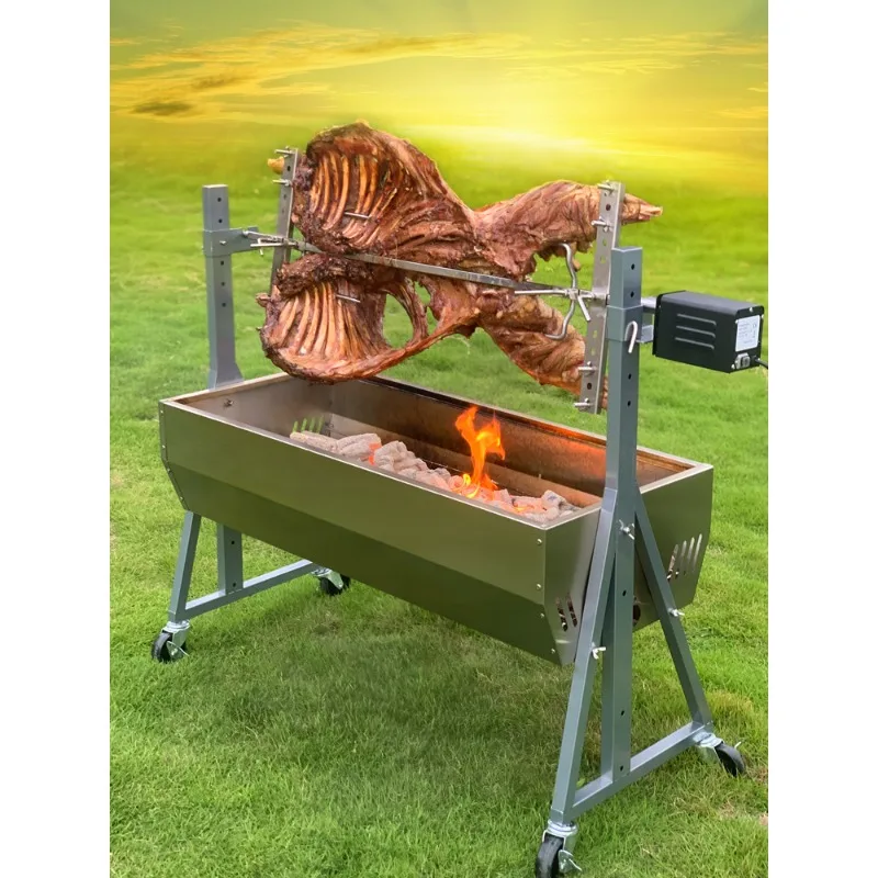 Full-automatic rotary multifunctional charcoal barbecue oven for roasting suckling pig and leg of lamb stove for home business.