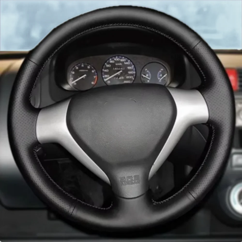 

Black Car Steering Wheel Cover DIY Microfiber Leather Breathable For Honda Jazz Fit 2005 2006 2007 2008 Automotor Accessories