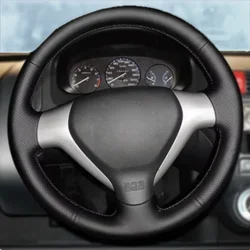 Black Car Steering Wheel Cover DIY Microfiber Leather Breathable For Honda Jazz Fit 2005 2006 2007 2008 Automotor Accessories