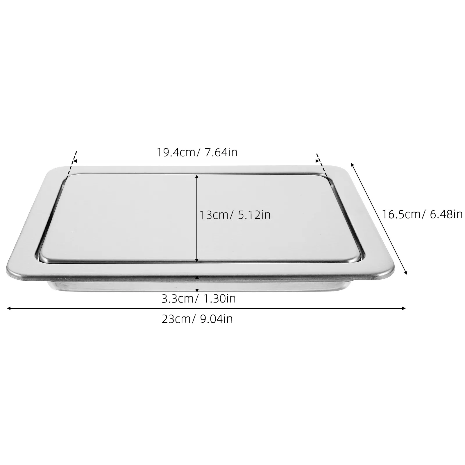 Countertop Stainless Steel Trash Lid Recessed Flap Design Built-in Swinging Cover for Bathroom Kitchen Tabletop Cabinet