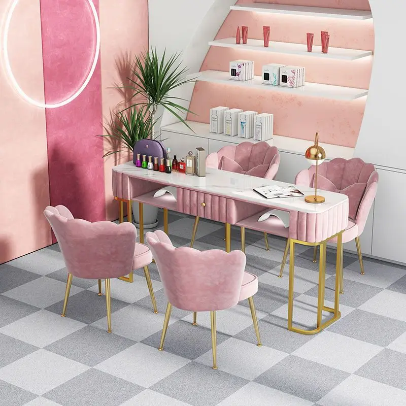 Nordic Internet celebrity style manicure table and chair set light luxury Japanese single and double manicure table store specia