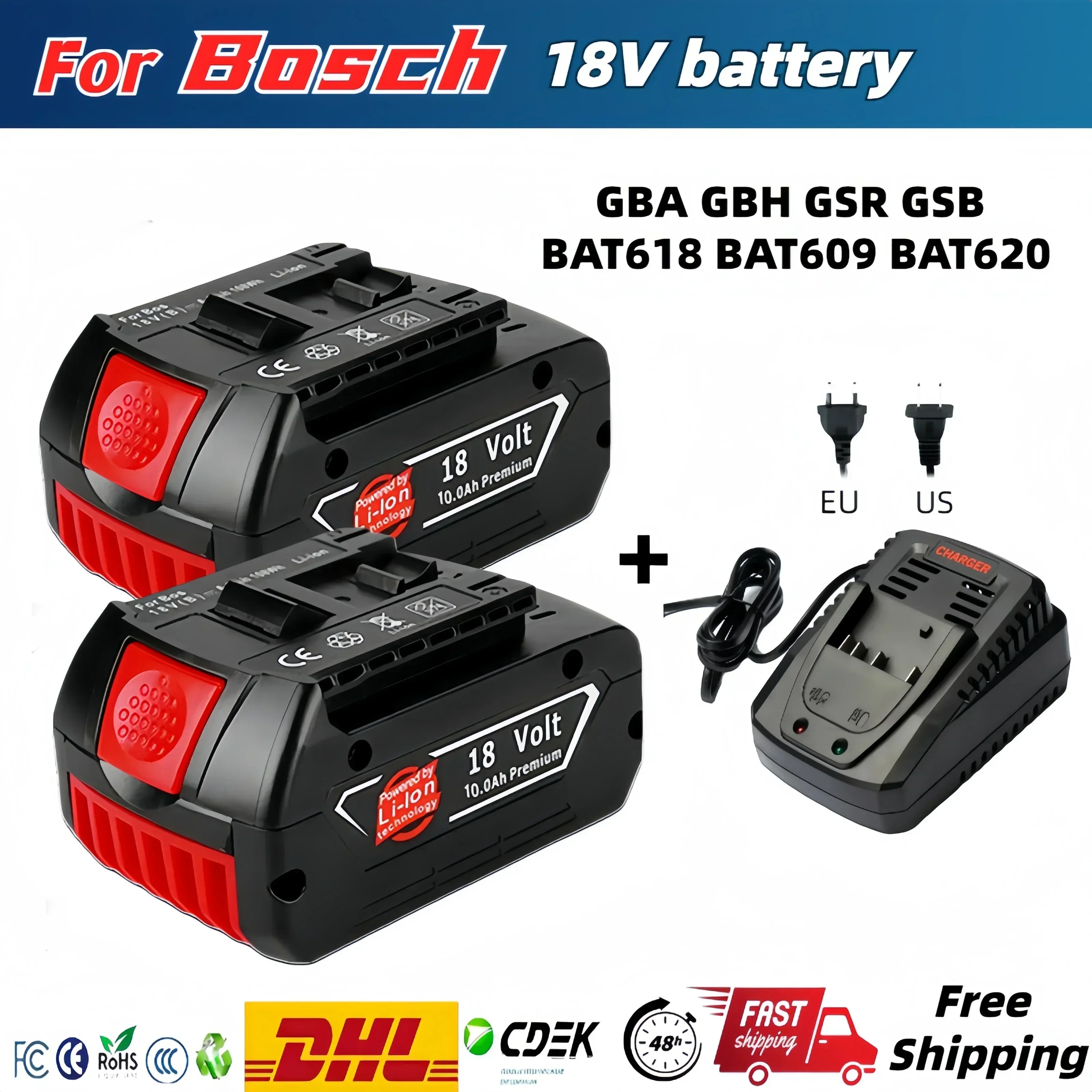 

100% original (KC) 18V 6.0AH/8.0AH/10.0AH BAT609G BAT618 BAT614 Rechargeable Li-ion Battery For Bosch 18V power Tools