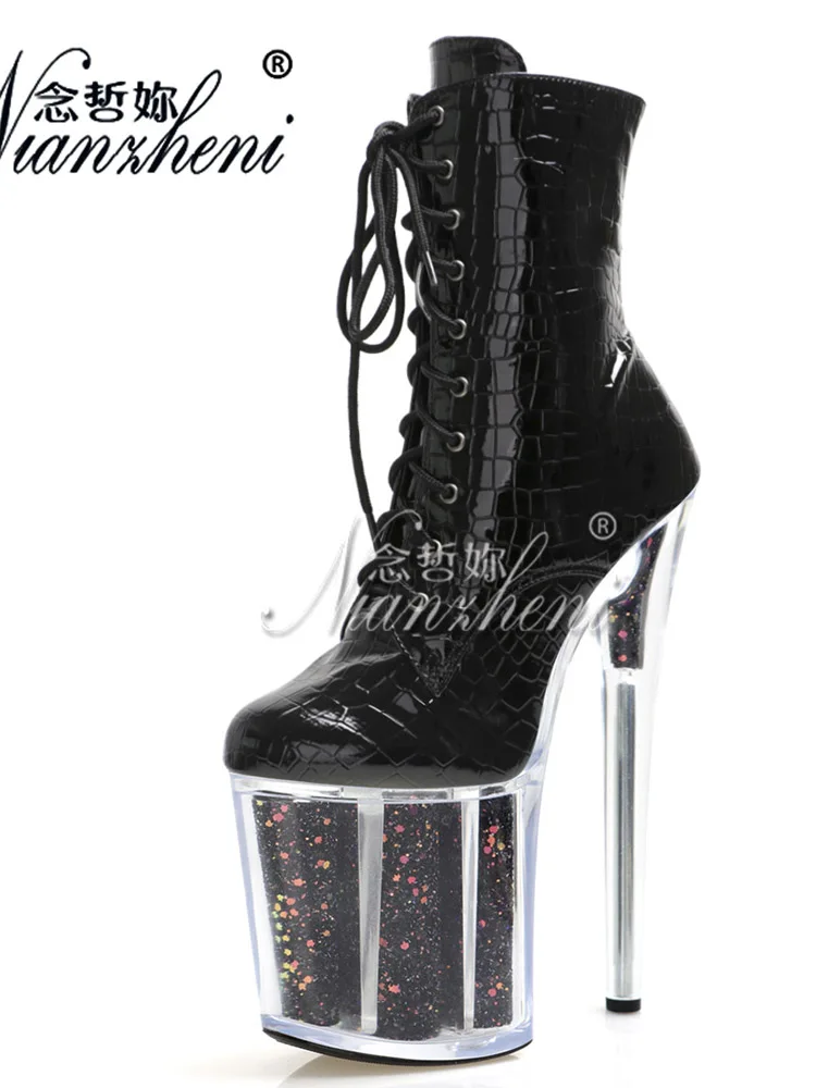 

New Style Sexy Fetish 8Inches High Heels Lace Up Stripper Gothic Pole Dance Shoes 17cm Womens Platform Ankle Boots gladiator cos