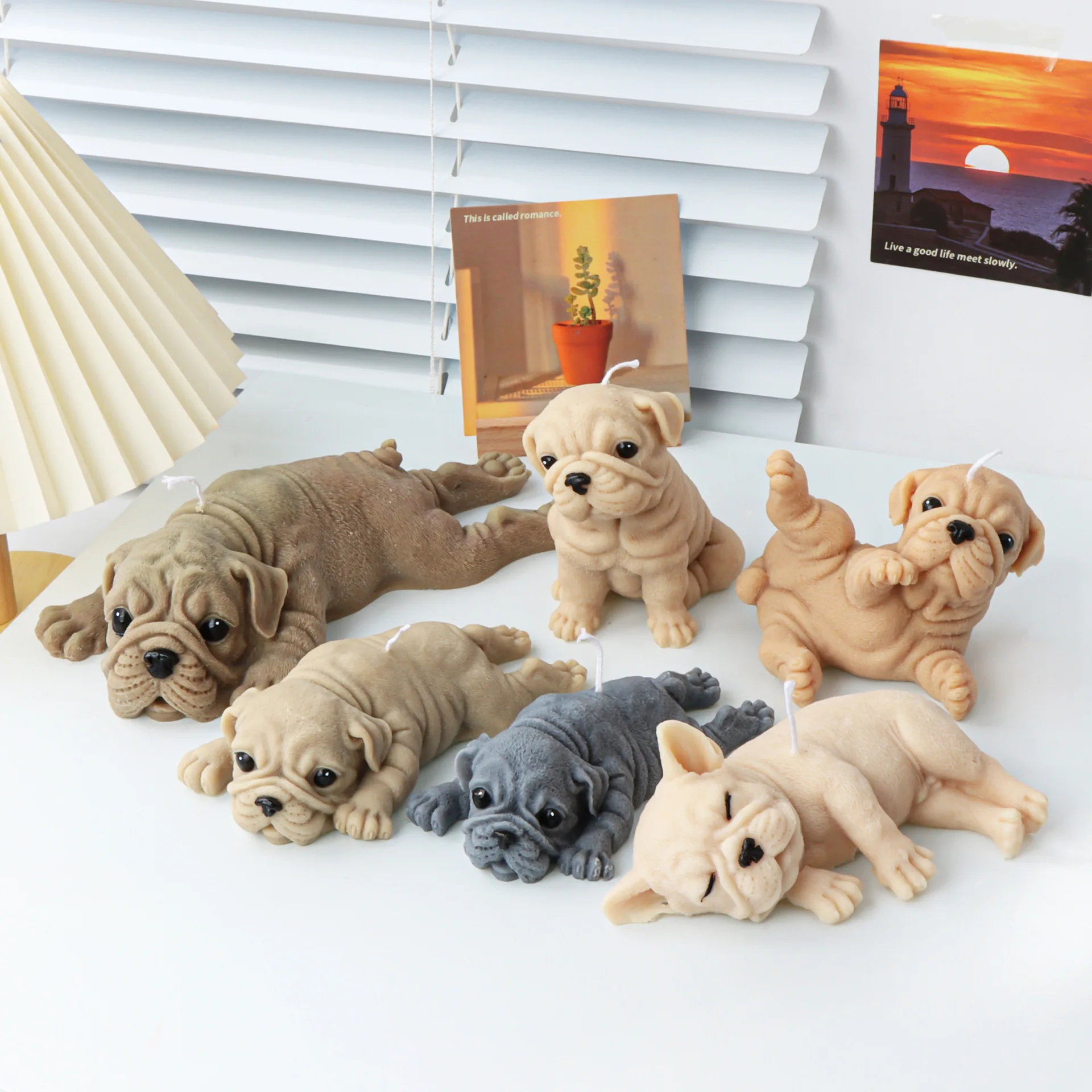 3D Cute Sharpie Dog Candle Silicone Mold Animal shar pei Dog Sharpie Dog Cake Chocolate Silicone Mold Home Decor Christmas Gift