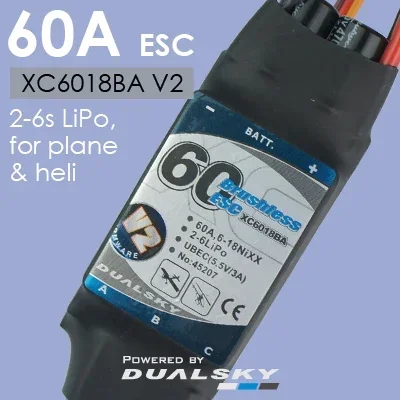 DualSky XC6018BA V2 borstelloze ESC 60A elektronische snelheidsregelaar voor RC-vliegtuig