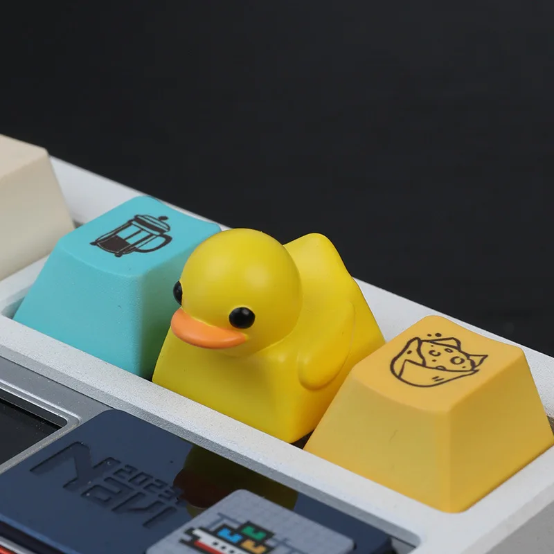 GEFENSI Personalized Decompression Small Fat Duck Keycap 1 Cute Yellow Duck Keycap Resin Cross Axis Suitable For Mechanical Keyb
