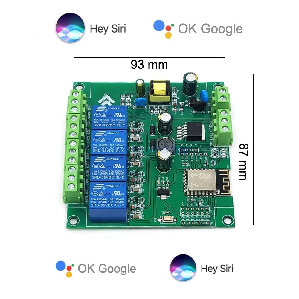 Apple HomeKit Compatible Smart Home WiFi Irrigration Switch 4 Relay Siri Google Assistant Voice Control Automation Iot Schedule