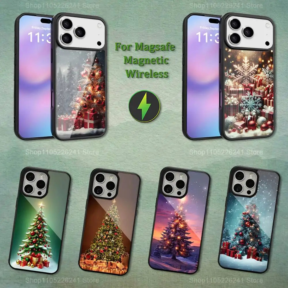 

Christmas Tree Art Phone For iPhone 17,14,11,15,16,13,12,Pro,Max,For Magsafe,Plus,Mini, Magnetic Wireless Charging Case