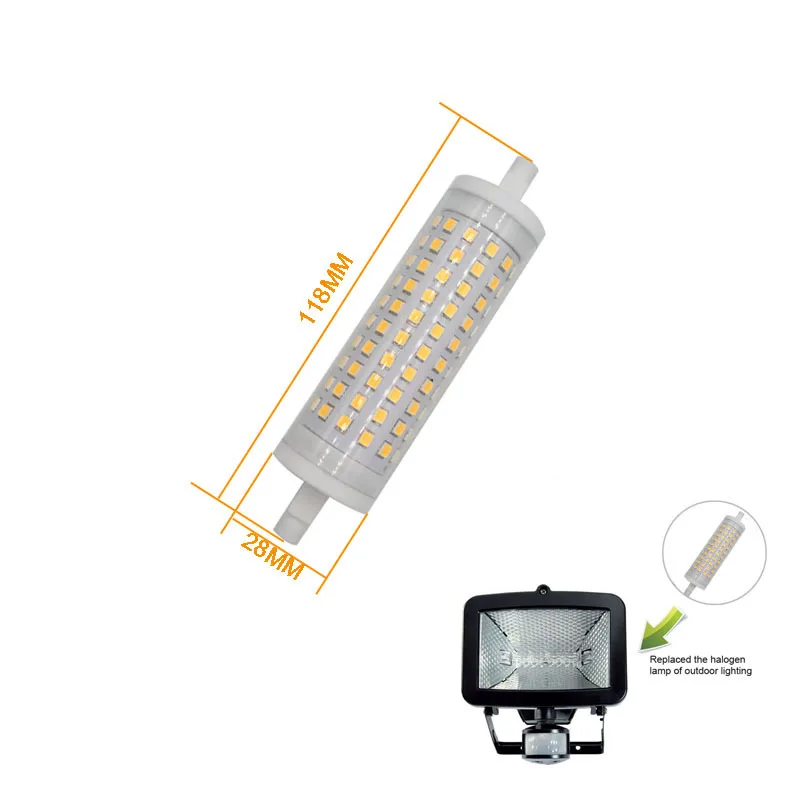 20W regulable Led R7S luz 118mm 150lm/w J118 RX7S tubo de luz equivalente 200w lámpara halógena AC110V/220V