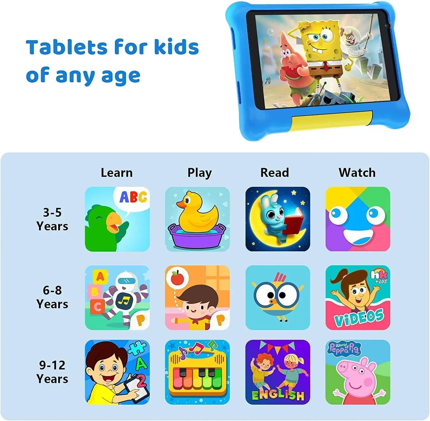 Kid Tablet 7 Inch Tablet for Children Android 13 5GB RAM 32GB ROM 128GB Expandable Quad Core Wi-Fi Bluetooth Type-C Children's