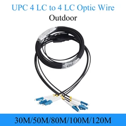 Optical Fiber Cable 4*LC/UPC to 4*LC/UPC Fiber Optic Wire Single-mode 4-Core Outdoor Optical Cable Patch Cord 30/50/80/100/120M