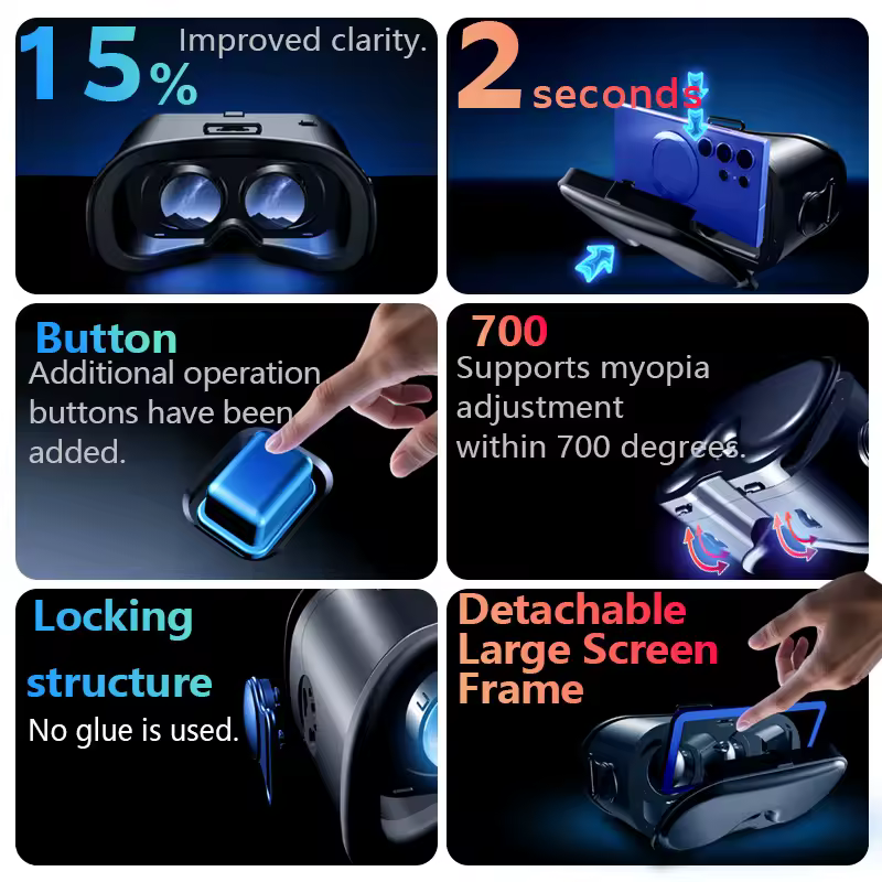 VRG Pro Q8 Blue Ray Glasses 3D Virtual Reality description image 2