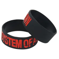 1PC SYSTEM OF A DOWN Silicone Wristband for Music Fans Wide Black Red Debossed Bracelets&Bangles Women Men Jewelry Gift SH101