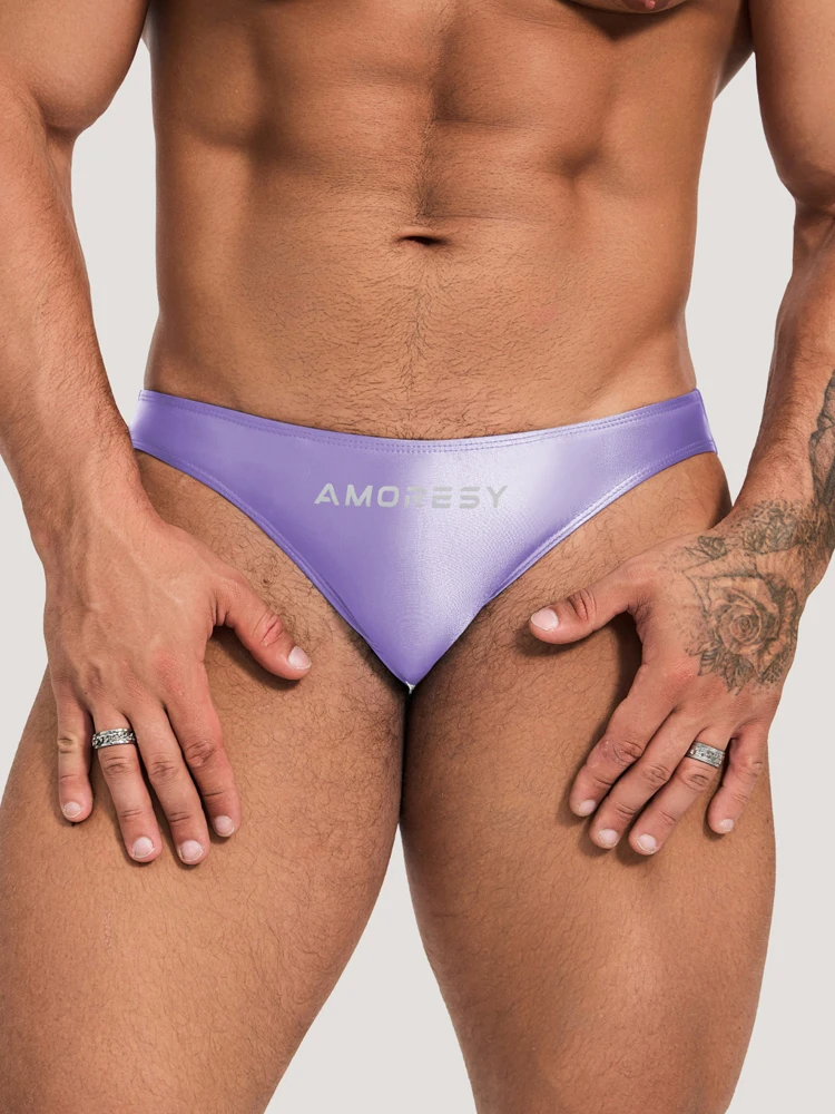 Amoresy-Calzoncillos deportivos transpirables para hombres, color brillante, cintura ultrabaja, bragas brillantes, elásticas, Súper suaves y cómodas