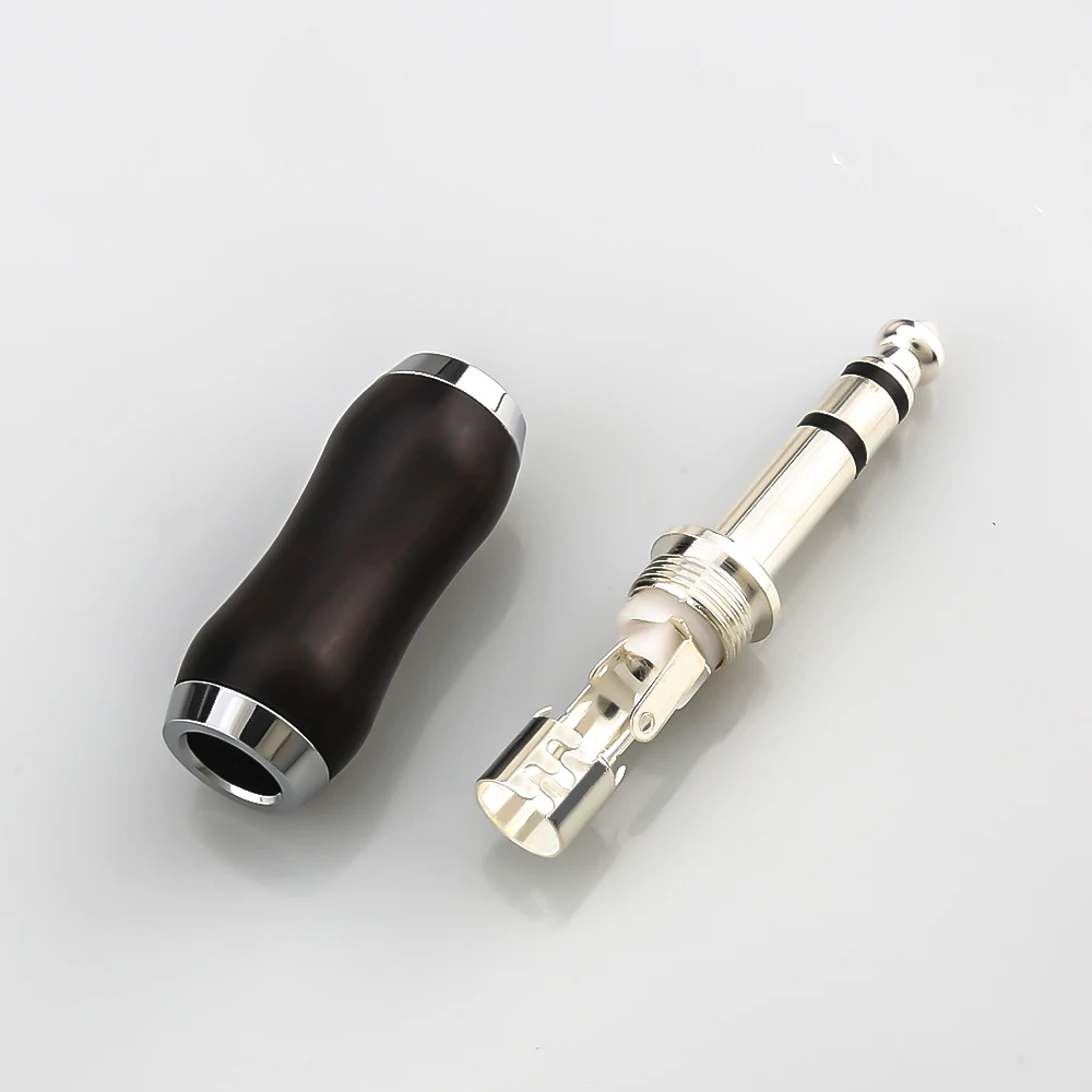Audiocrast WH807 legno di sandalo 6.35 palissandro placcatura argento 6.35 Stereo mono 6.5mm maschio presa connettore filo microfono