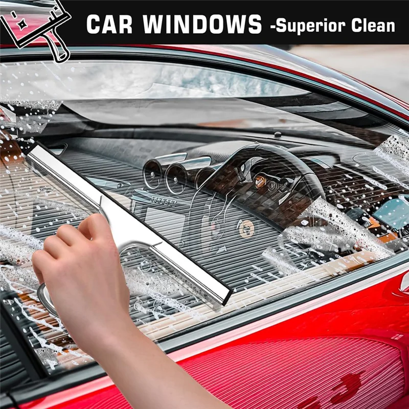 

【Space-Saving】Stainless Steel Wiper Stainless Steel Windshield Wiper Wall Tile Wiper Car Wipers Window Wipers Portable Window Wi