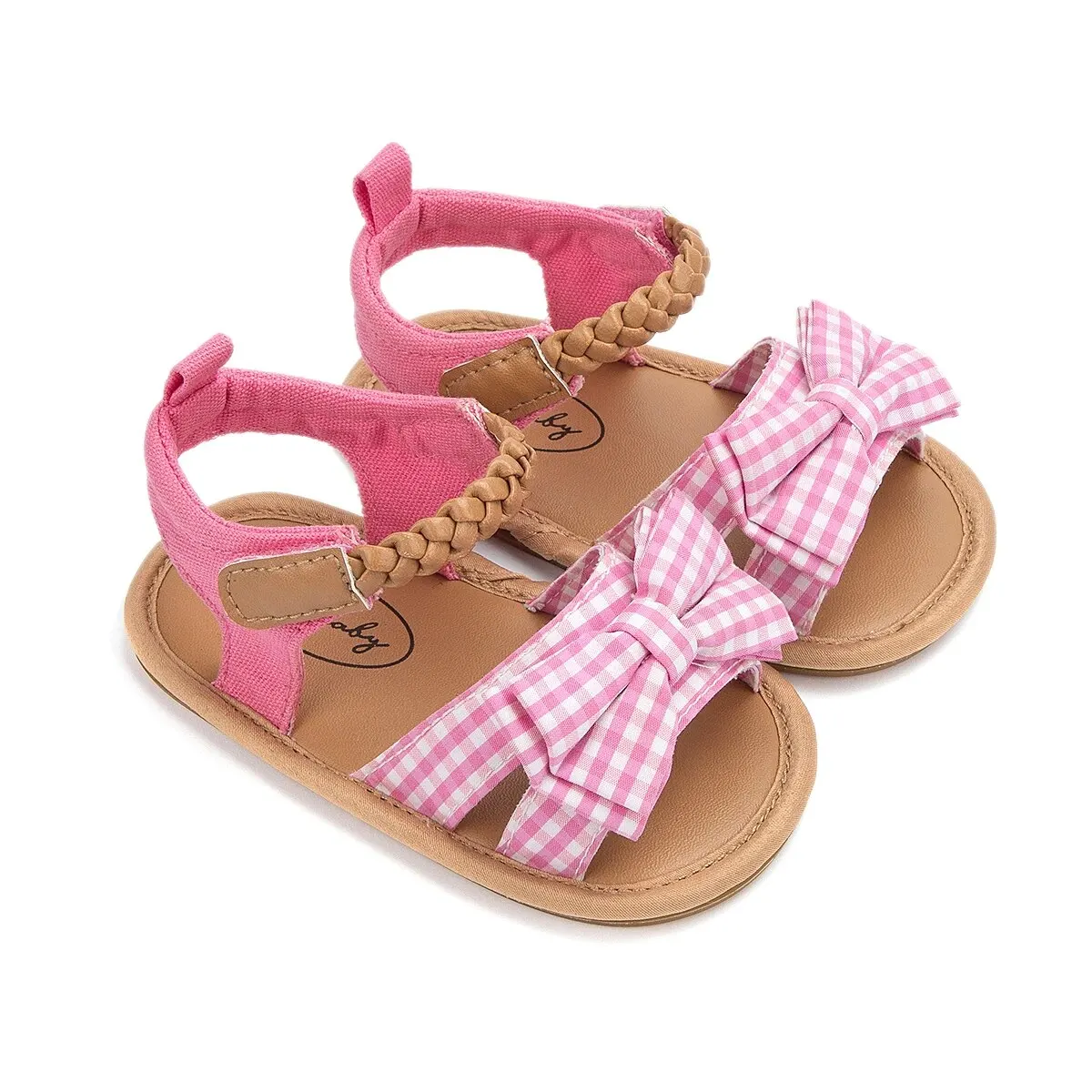 Meckior estate neonata sandali scarpe da bambino fiocco Plaid neonati ragazza sandali da giardino neonato antiscivolo fondo in gomma primi