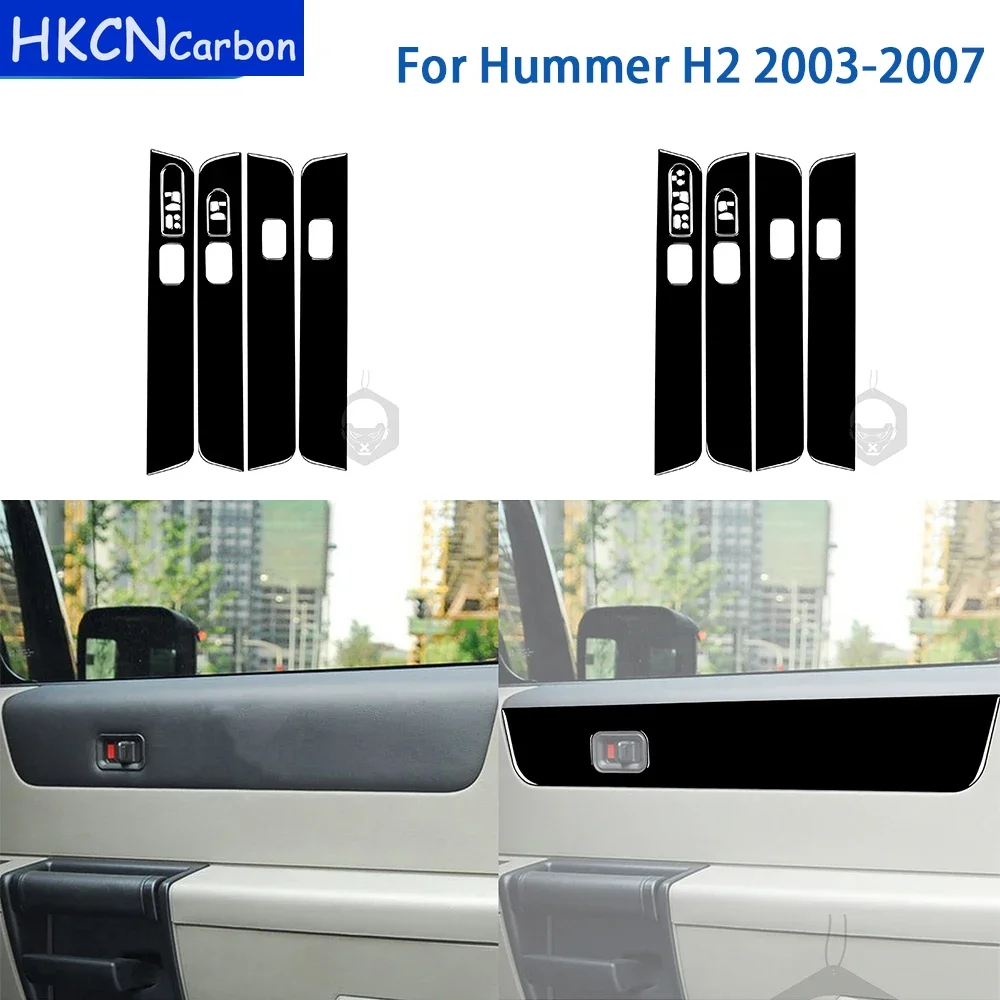 For Hummer H2 2003 2004 2005 2006 2007 Accessories Piano Black Plasti Car Interior Door Panel Trim Stickers Decoration