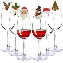 10pcs Christmas Glass Cup Card Santa Claus Hat Wine Glass Decor Ornaments Christmas Decorations Navidad Noel New Year