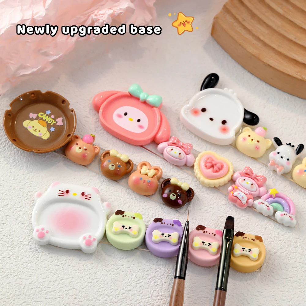 Sanrio Cartoon Multi-Functional Nail Art Penholder Hello Kitty My Melody Kuromi Coloured Drawing Color Palette Showing Shelf