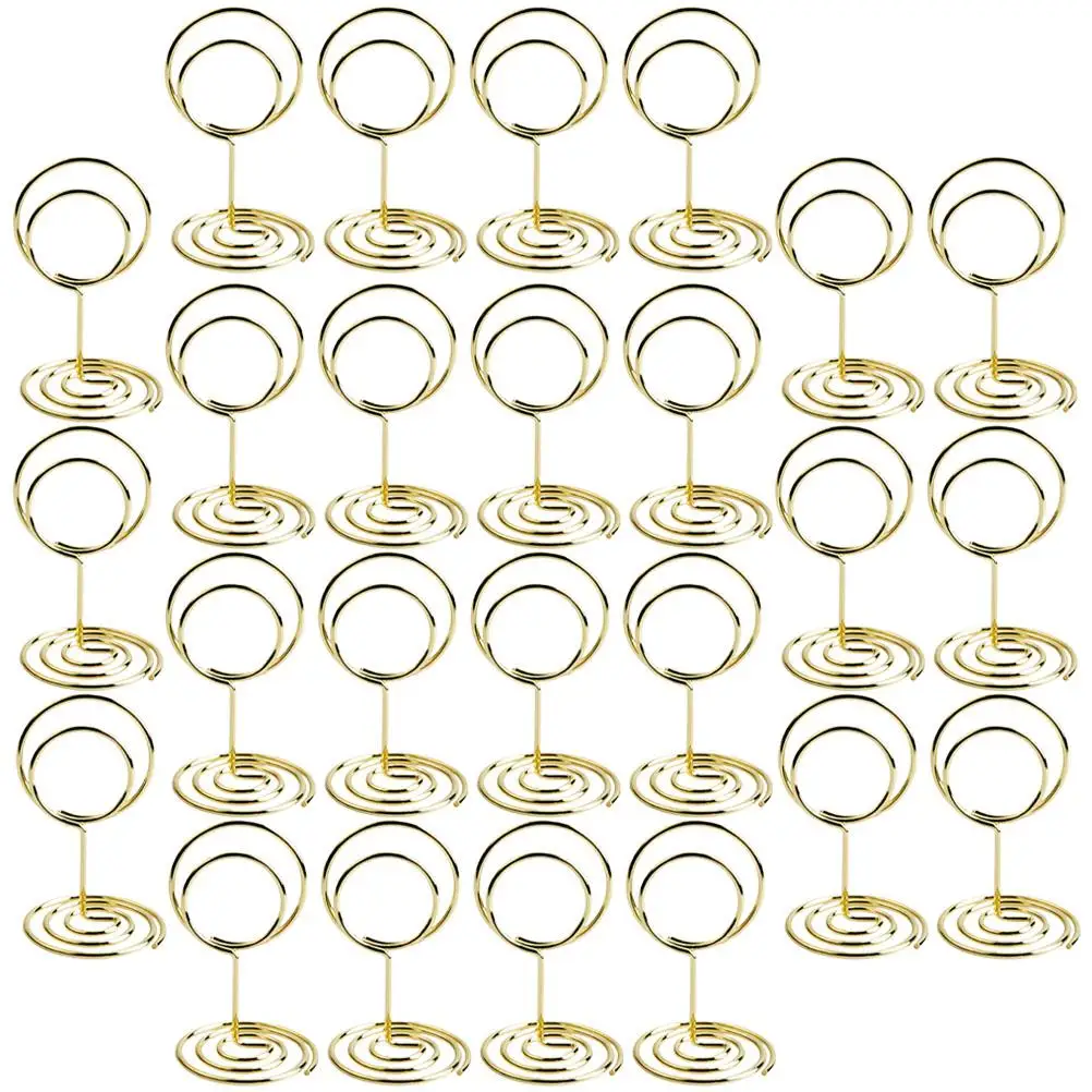 25 Pcs Folder Place Card Holders Gold Table Number Holders Gold Table Number s Photo Memo Display Shelves Spiral Base Clip