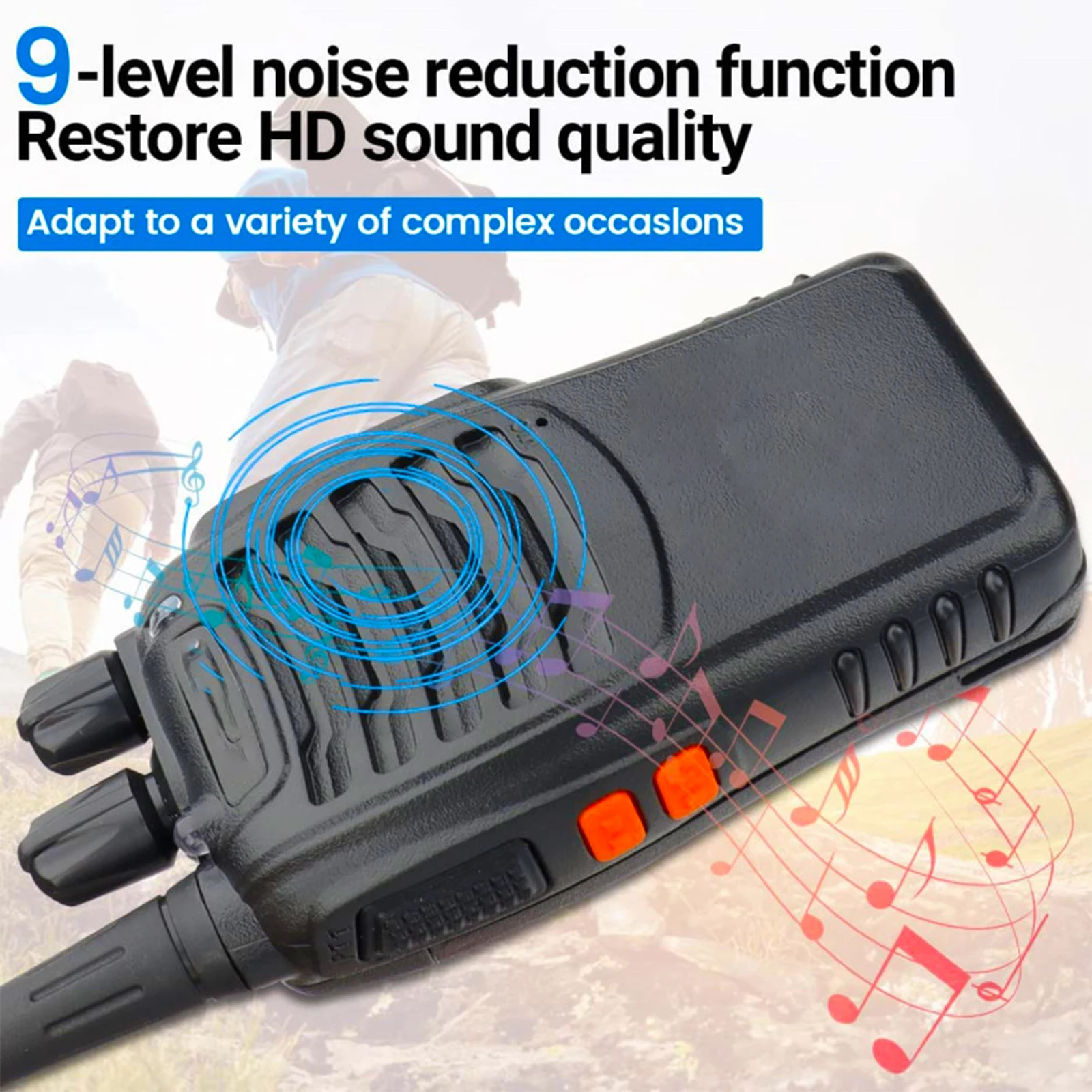 2PCS Walkie Talkie Dual Band Portable Long Range UHF 400-470MHz USB/EU/US Ham Two Way Radio for Hunting Hotel Waiter/Waitress