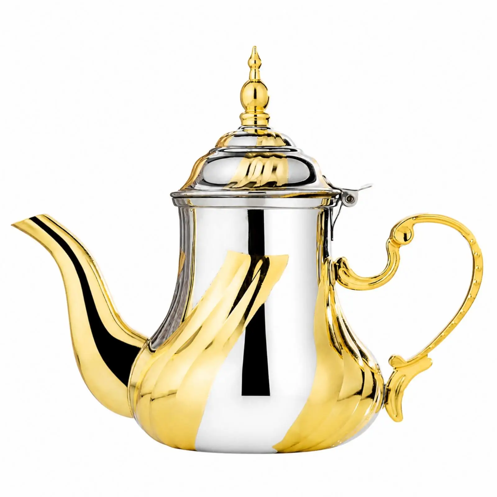 Middle Eastern Teapot Ornate Teapot with Curved Spout Polished for Daily Brewing
