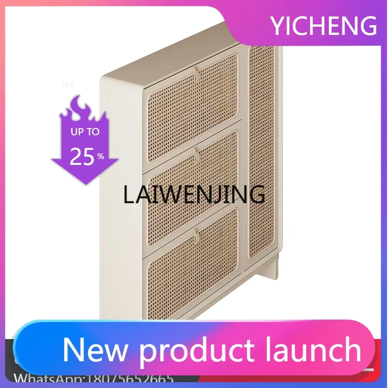 

LYY ultra-thin solid wood shoes tipping bucket rattan shoe cabinet at the entrance