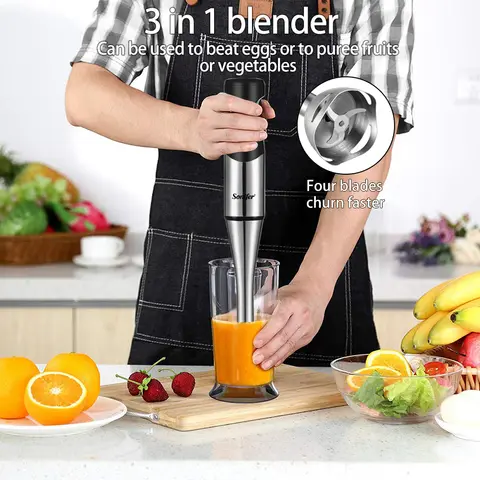 Sonifer 3-i-1 stavmixer 500 W med avtagbar bas och visp för juice, sylt, köttfärs 8 best sales stabmixer - №1