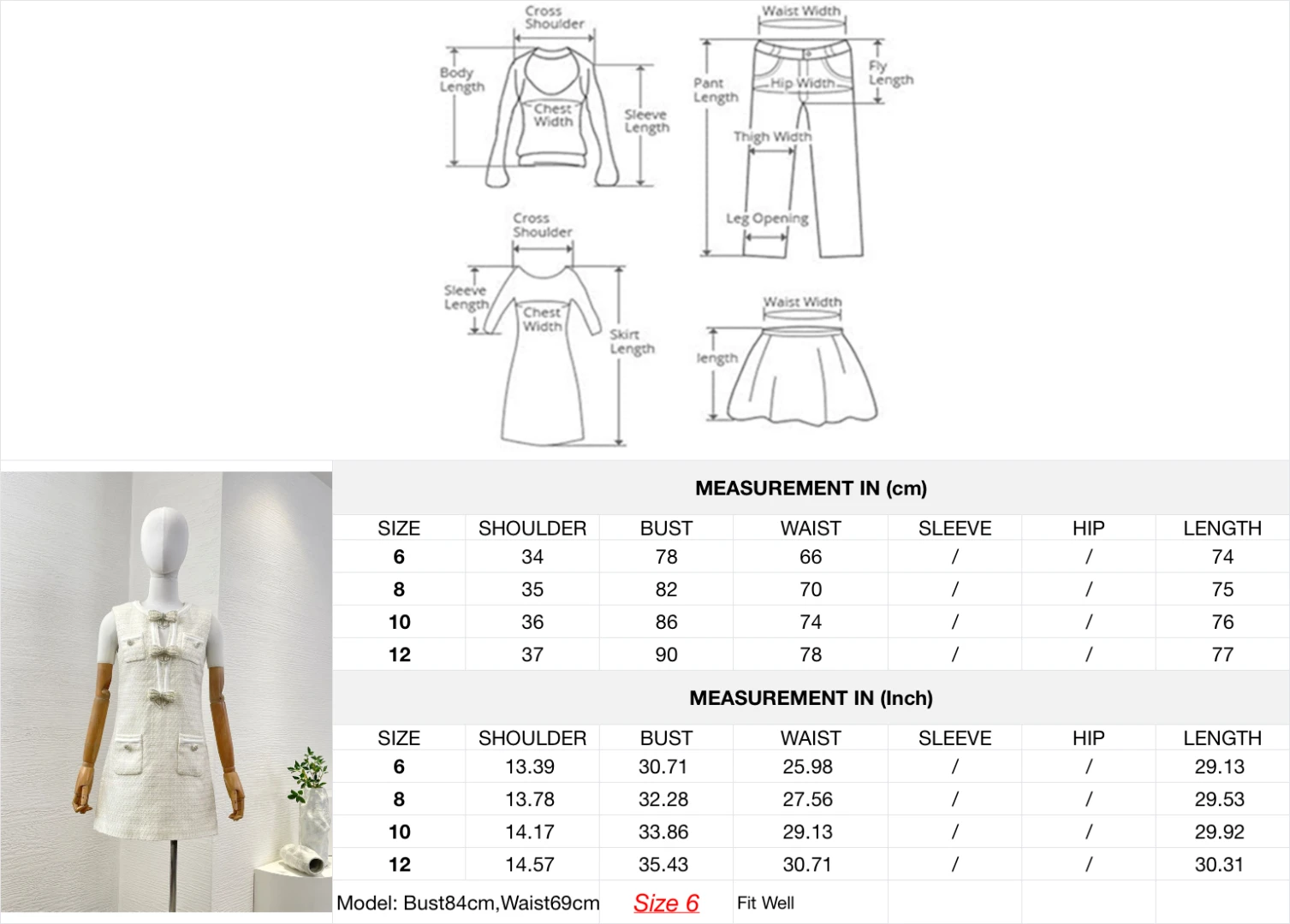 Mini sukienka bez rękawów z tweedem w kolorze kości słoniowej i kokardką 2025 wysokiej jakości