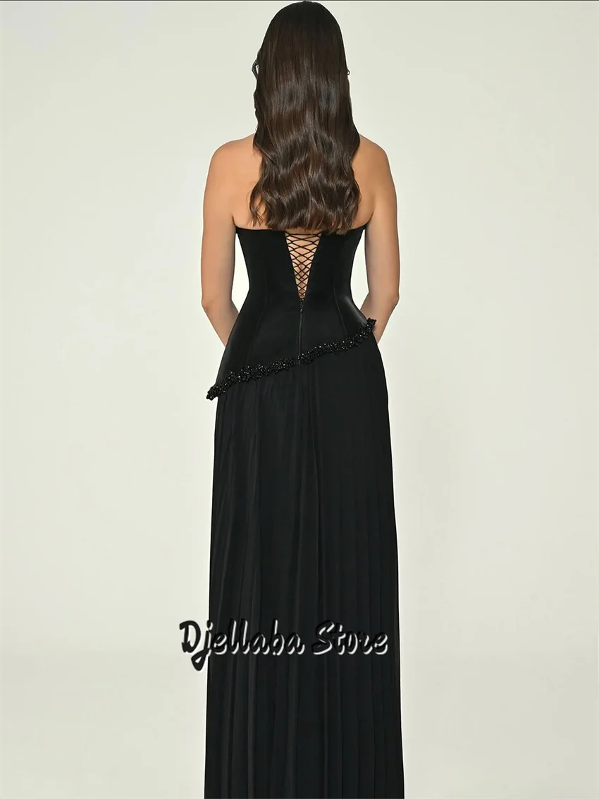 

Черное вечернее платье с вырезом в форме сердца и кристаллами, плиссированное платье на заказ, трапециевидное платье с разрезом для дня рождения, по индивидуальному заказу