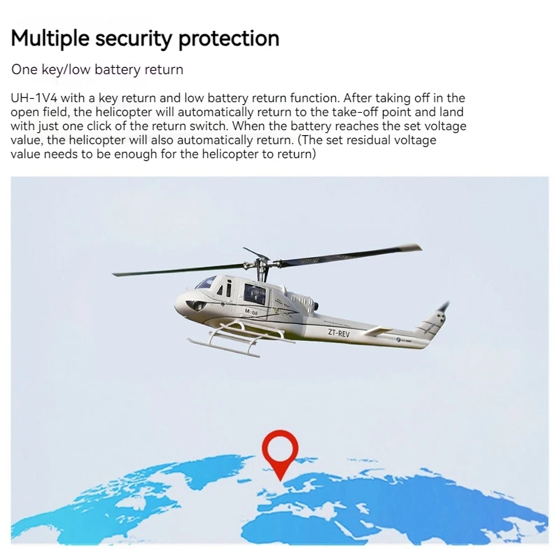 

Huyi UH-1 V4 is a real six channel model helicopter with GPS positioning and single propeller simulation remote control