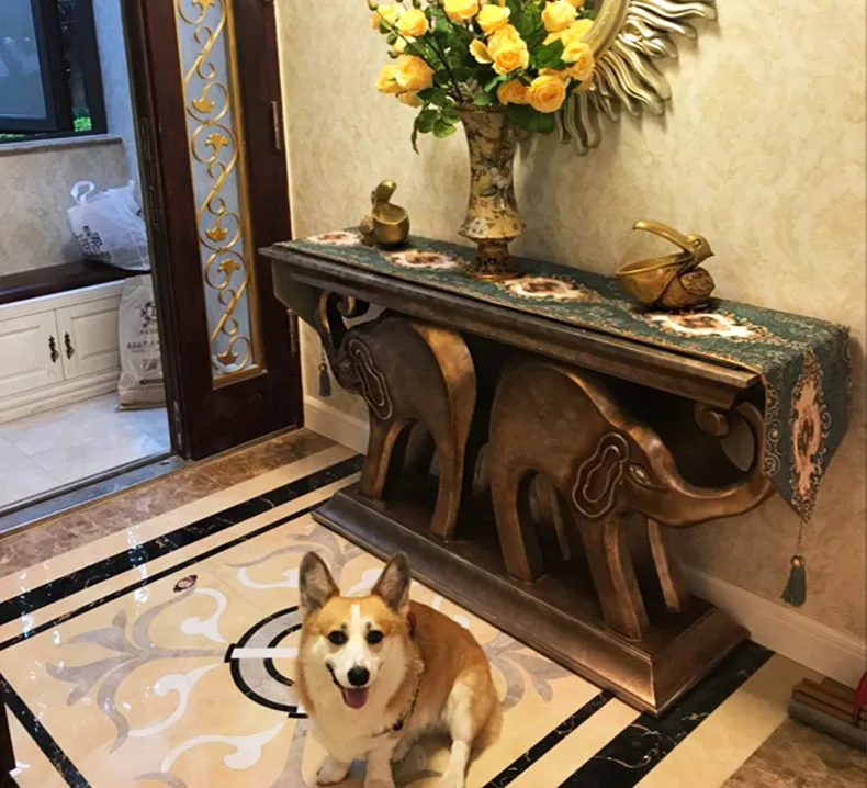 

French retro original design elephant neoclassical European entrance table American decorative foyer cabinet Chinese wall side t