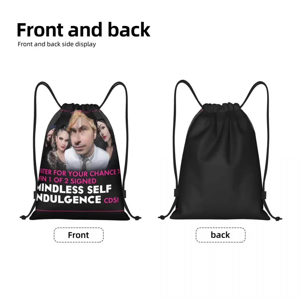 Custom  Mindless Hip Hop Punk Rock Self Indulgence Drawstring Backpack Gym Sport Sackpack Portable Electro Training Bag Sack