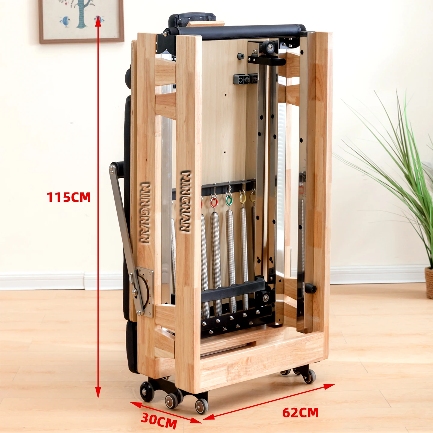Folding Pilates Reformers machine Yoga studio Training gym Fitness oak wood Foldable Pilates bed home use pilates equipment view 2