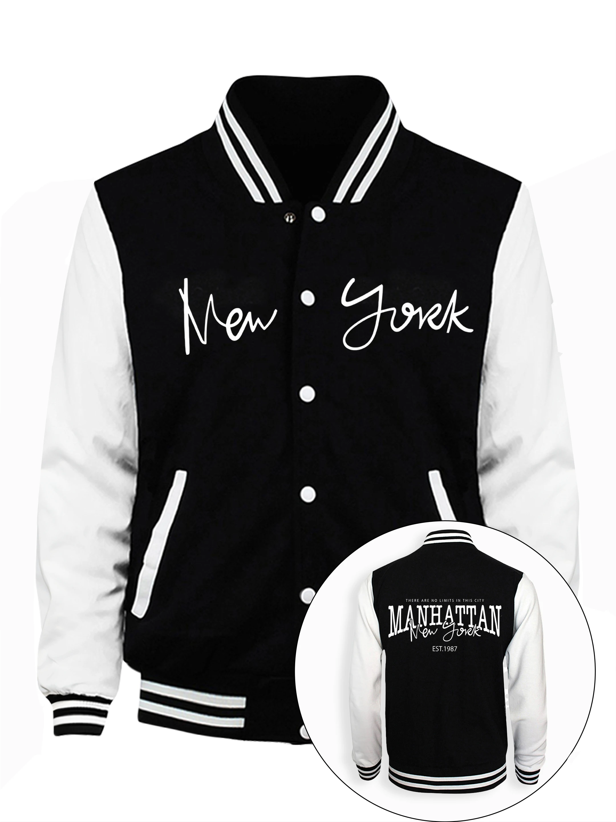 

Manhattan New York Est 1987, одежда с принтом, мужской модный флисовый топ, осенняя свободная бейсбольная куртка, повседневная свободная спортивная одежда унисекс